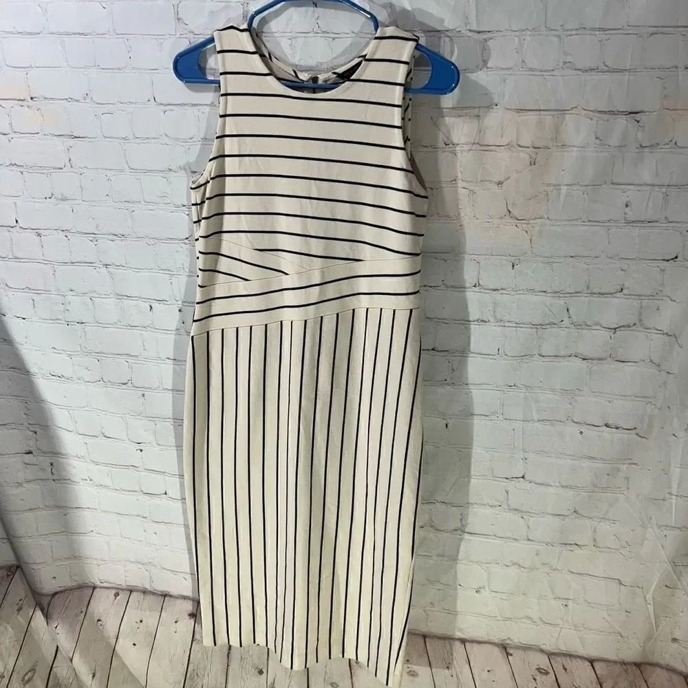 Ann Taylor Dress New Size 2 Black White Pin Striped